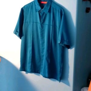 Chispa short sleeve teal dress shirt